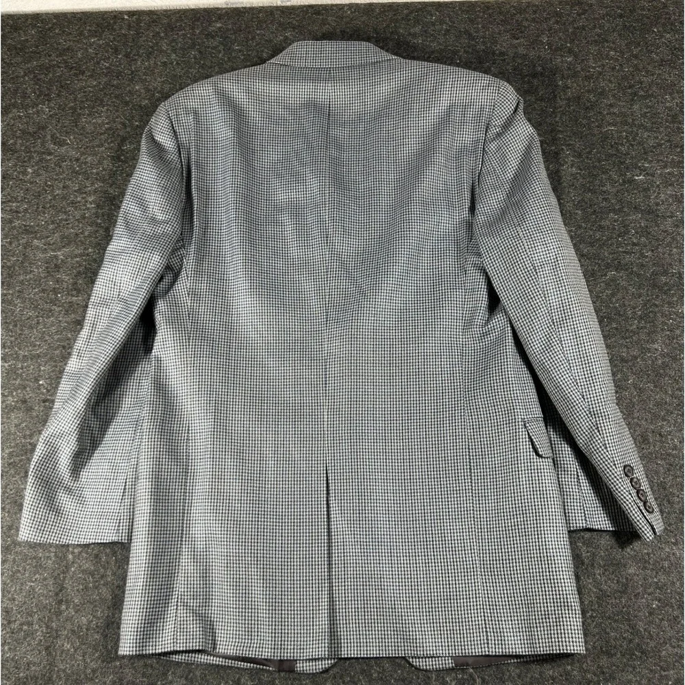 Lauren Ralph Lauren Jacket Mens 42L Gray Houndstooth Lined Silk Blend Preppy
